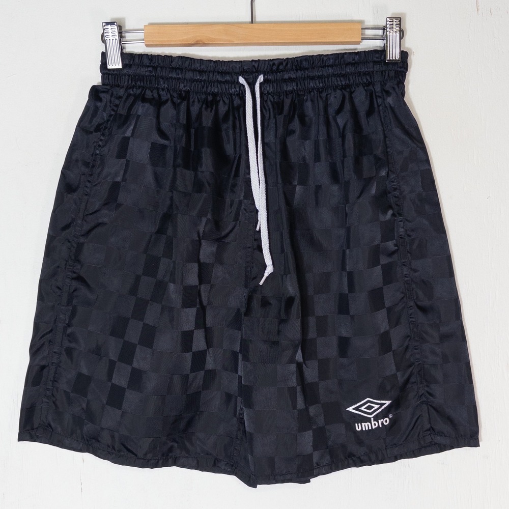 VTG Y2K Umbro Black Checkered Soccer Shorts Mens M Athletic Blokecore Retro